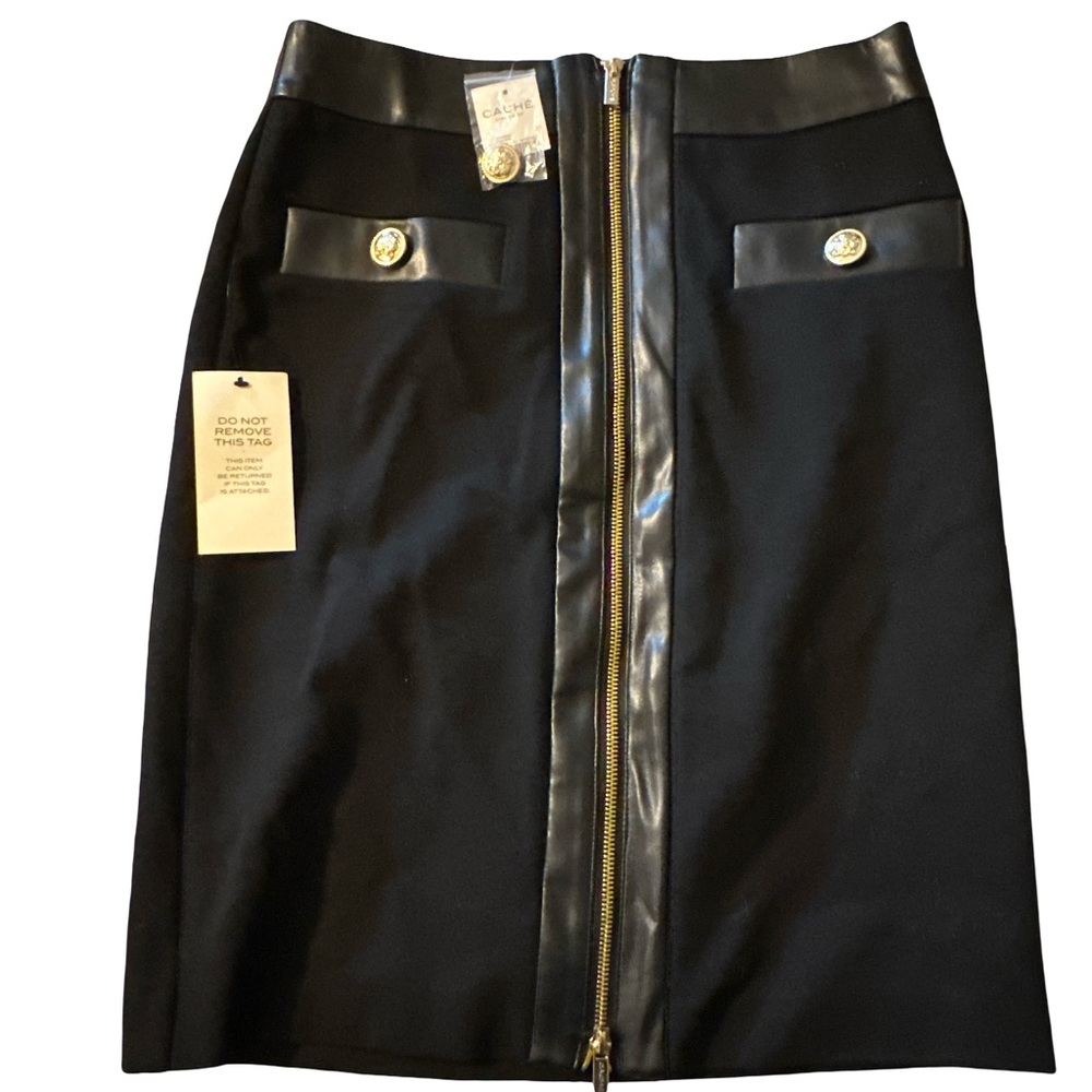 Cache Black Skirt with Gold Accents NWT